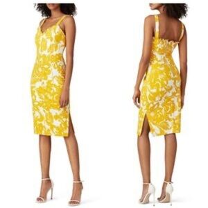 Trina Turk Yellow & White Tropical Midi Dress